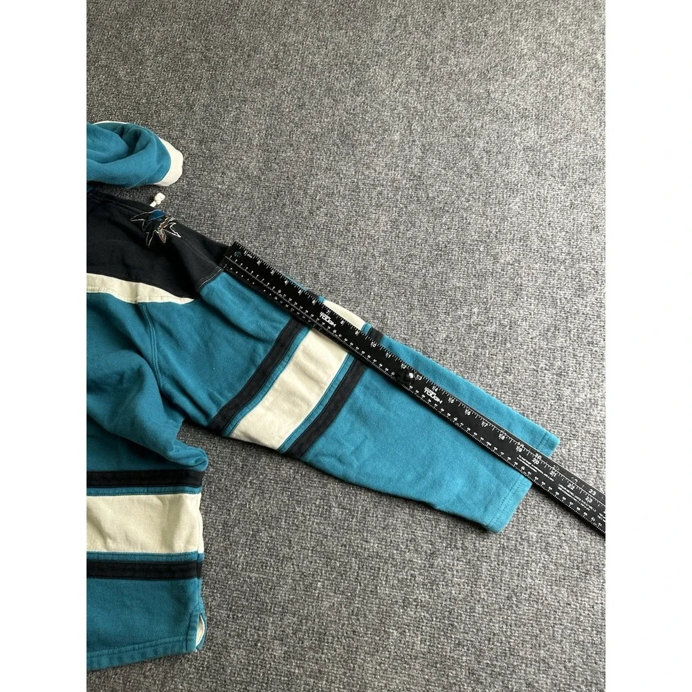 Mens 47 San Jose Sharks NHL Lace Up Hoodie Sweatshirt Teal, Size 2XL